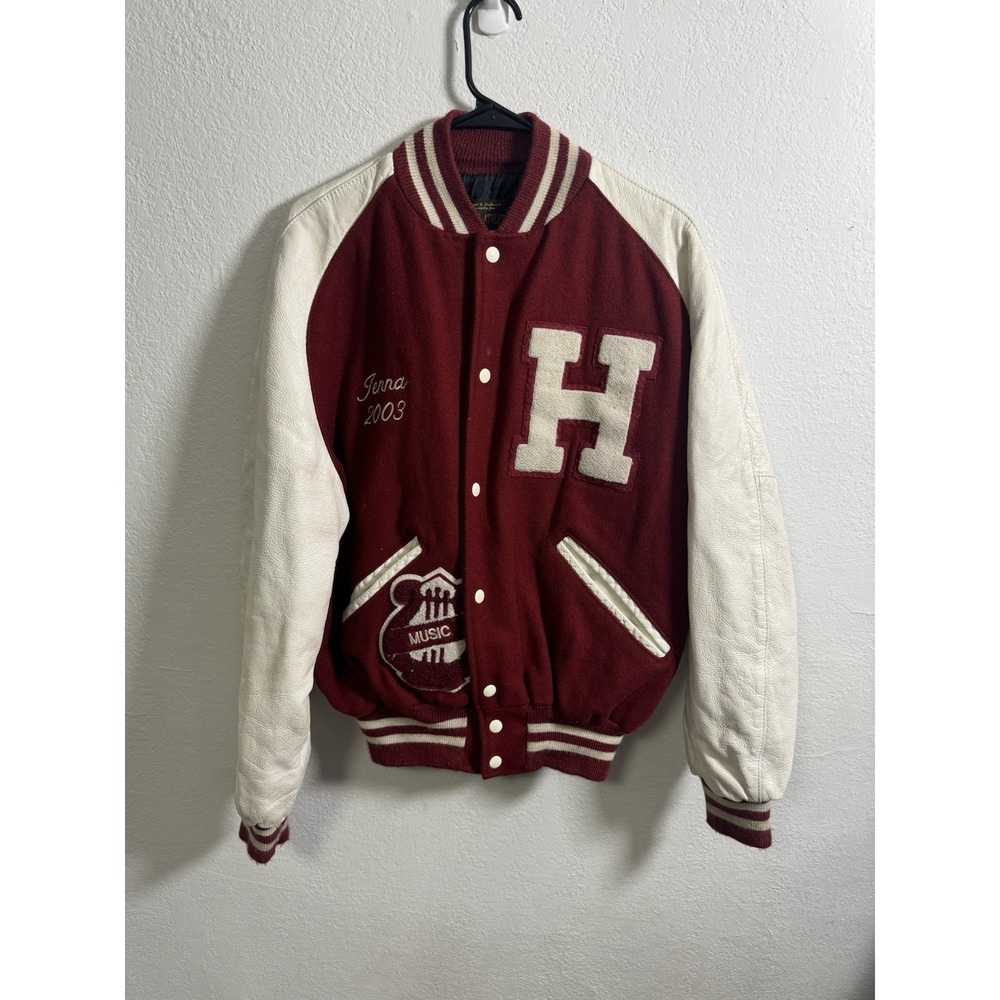 Vintage Women's DeLong Varsity Music Letterman Jacket Wool Leather L‎